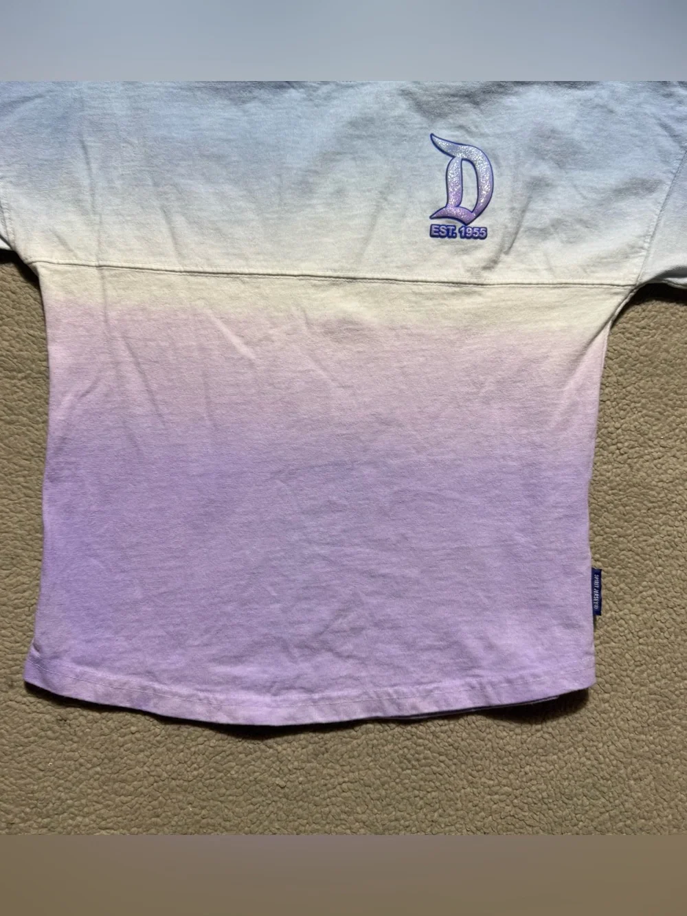 Disney Spirit Jersey Top Girls Medium (7/8) Disneyland Embossed Logo Long Sleeve